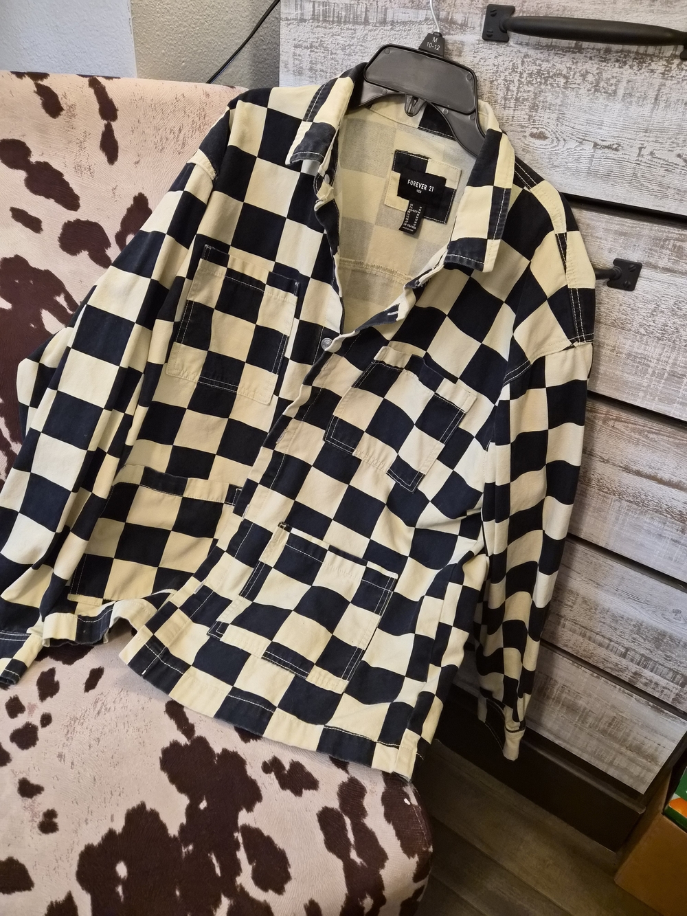 Mens Checkerboard Utility Shirt Jacket